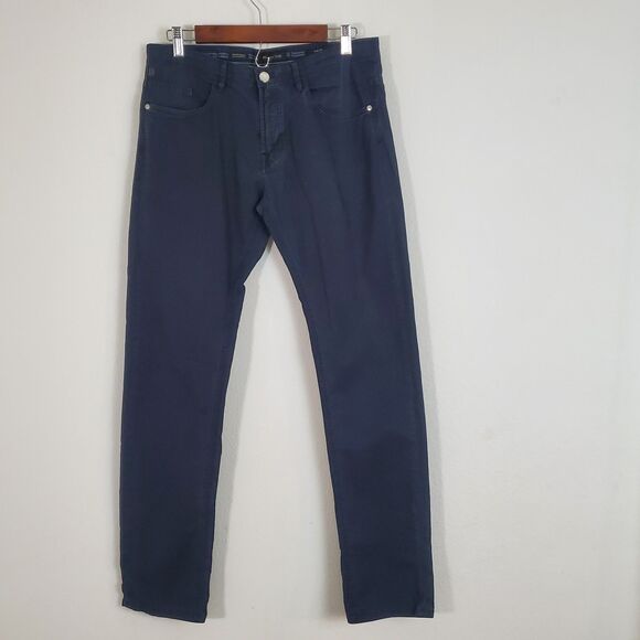 Massimo Dutti Men's Chino Pants 31 Navy Blue Slim Fit Preppy Casual Academia - Picture 1 of 11